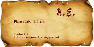 Mavrak Eliz névjegykártya